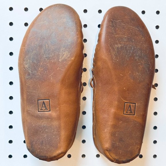 Adelante Made to Order Leather Moccasin Tan Caramel Size 8.5 Very Wide - Picture 3 of 8